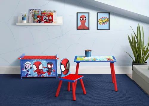 Miniatura 2 de Delta Children Marvel Spidey y sus sorprendentes amigos Juego de 3 piezas para cuarto de juegos infantil – Incluye mesa, silla y caja de juguetes