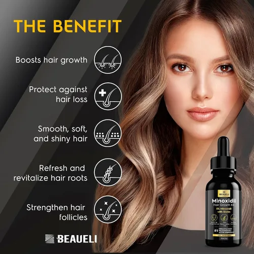 Miniatura 9 de 5% Minoxidil para el crecimiento del cabello para hombres y mujeres: Suero de tratamiento de rebrote de Minoxidil de extra fuerza para la pérdida