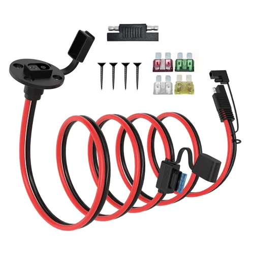 Miniatura 15 de ELFCULB Cable de extensión de conectores de batería SAE de 3.3 pies 10 AWG con 5 fusibles compatible con cargador de batería de generador solar, SAE