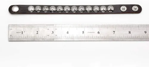 Miniatura 3 de Eigso - Pulsera de cuero negro estilo punk con remaches y tachuelas de metal para Halloween, para hombres y mujeres , aleación, G2, EGSLBR00004