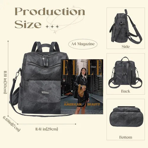 Miniatura 2 de Bolso tipo mochila para mujer, pequeño, de cuero impermeable antirrobo, bolsos de hombro para damas