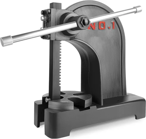 Prensa de eje de 1 tonelada de altura máxima de 5.5 pulgadas, base perforada manual negra, prensa manual de escritorio con Ram reversible para Negro