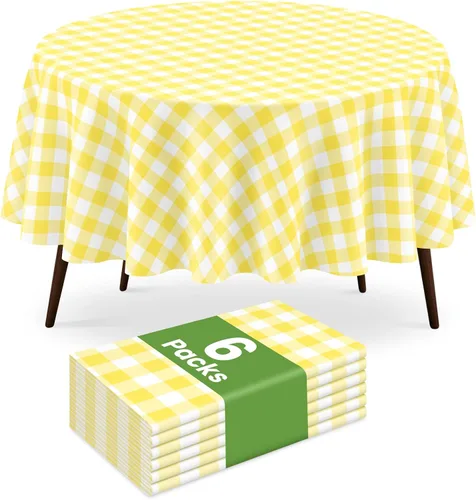 Miniatura 44 de Paquete de 2 manteles redondos desechables color azul oscuro, manteles de plástico para fiestas, 84 x 84 pulgadas, impermeable, para campamento