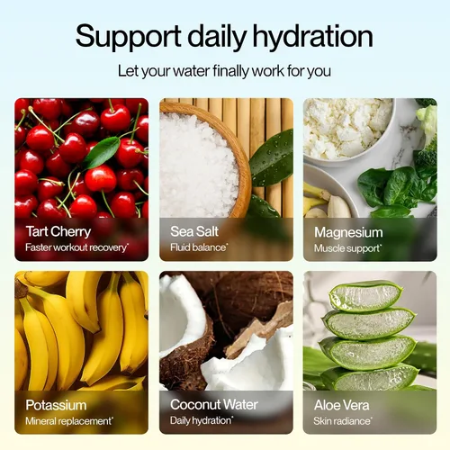 Miniatura 6 de Feel Goods Hydration+, electrolitos de 1,100 mg, paquetes sin azúcar, hidratación diaria, magnesio, cereza ácida orgánica, potasio, menos calambres
