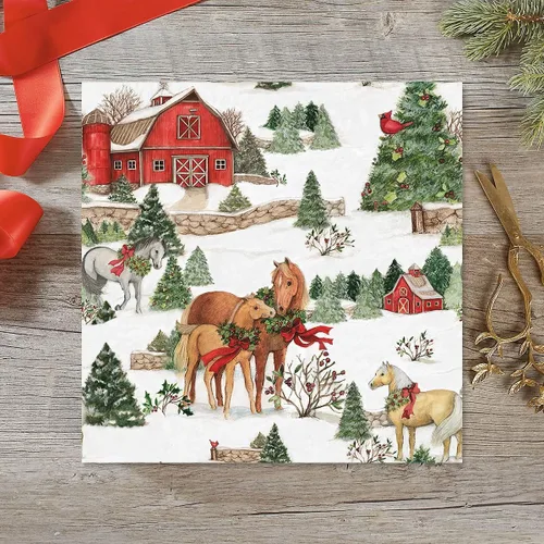Miniatura 5 de Rollos de papel de regalo navideño de Current, envoltura de regalo premium para fiestas con caballos navideños, rollo Jumbo de 23 pulgadas x 32