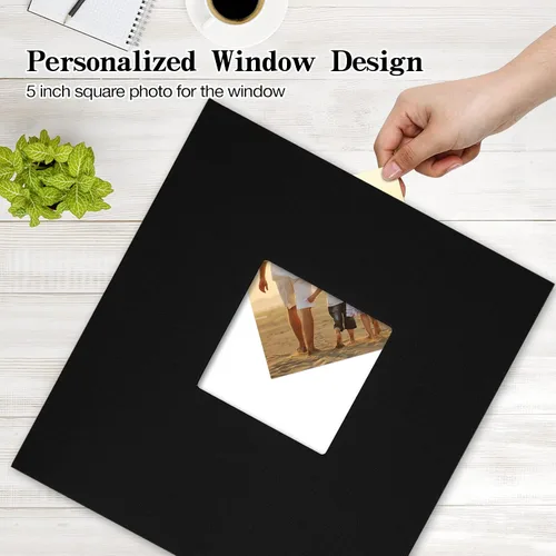 Miniatura 2 de potricher - Álbum de fotos grande para 600 fotos de 4 x 6 pulgadas, de tapa dura de lino con foto, familiar, para bodas, aniversarios, bebés o Negro