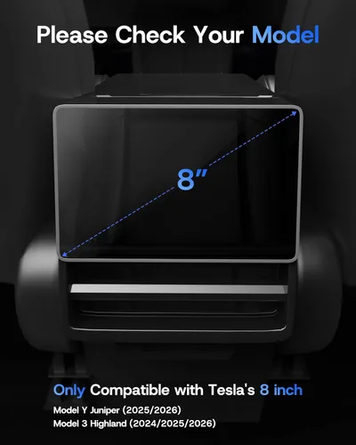 Miniatura 2 de Protector de pantalla trasera de 8 pulgadas para Tesla Model Y Juniper/Model 3 Highland, [HD y sin bordes y 9H] Protector de pantalla de vidrio