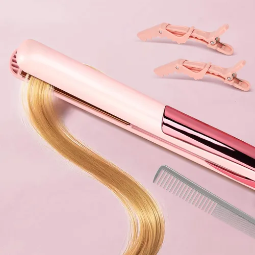 Miniatura 7 de Bo'laiya Plancha y rizador de pelo 2 en 1, con tecnología ultra suave con revestimiento de cerámica, calentamiento ultrarrápido, memoria TEM