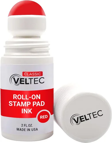 Miniatura 2 de Veltec Classic Roll-on Stamp Pad Recambio de tinta, botella de 2 onzas, aplicar a almohadilla de tinta con bola de rodillo (negro)