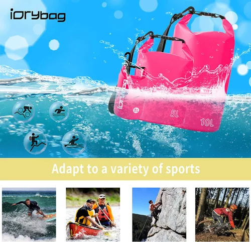 Miniatura 5 de IDRYBAG Bolsa seca para kayak impermeable 2L/5L/10L/15L/20L, pequeña bolsa impermeable para navegación