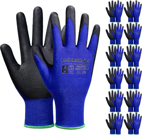 Miniatura 7 de Guantes de trabajo de seguridad MANUSAGE para hombres y mujeres, guantes de trabajo de nitrilo de microespuma XLarge, guantes de trabajo delgados