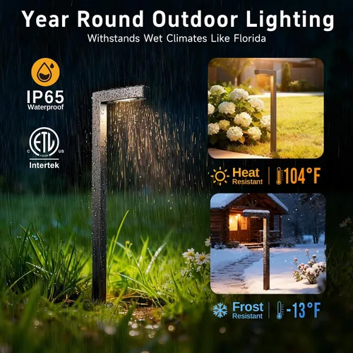 Miniatura 5 de Gardenreet Luces de camino de paisaje de latón, luces de camino de bajo voltaje de 12 V con cable, luces de jardín al aire libre LED impermeables