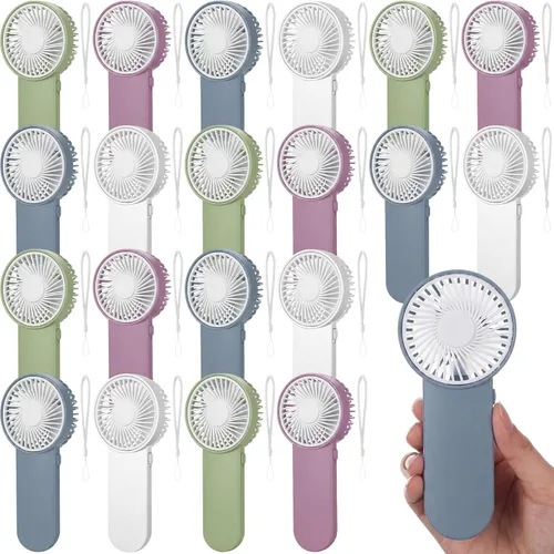 Miniatura 28 de Sumind 6 unidades de pequeño ventilador portátil personal pequeño a granel de 1 velocidad eléctrico lindo alimentado por batería para el cuello