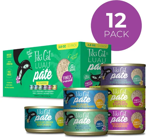 Miniatura 2 de Tiki Cat Luau Pâté - Paquete variado de combinaciones suculentas de proteínas reales, nutrición equilibrada sin granos, comida enlatada húmeda