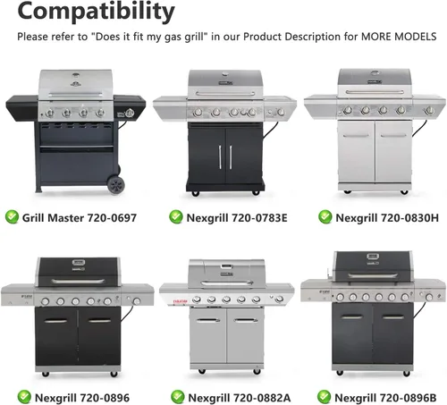 Miniatura 2 de Criditpid Piezas de repuesto para Nexgrill 720-0882A 720-0896 720-0830H 720-0783E, Grill Master 720-0697 720-0737, juego de 5 piezas de acero