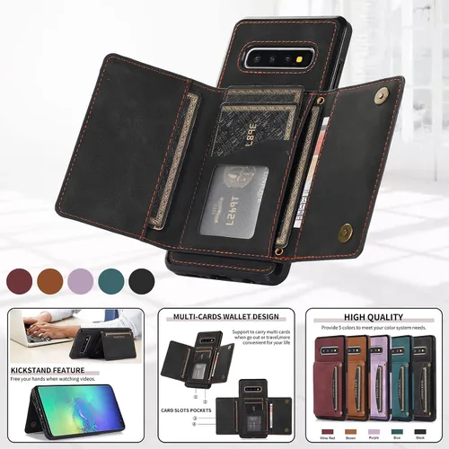 Miniatura 3 de Asuwish Funda de teléfono para Samsung Galaxy S10 con protector de pantalla de vidrio templado y soporte de tarjeta de crédito de piel sintética