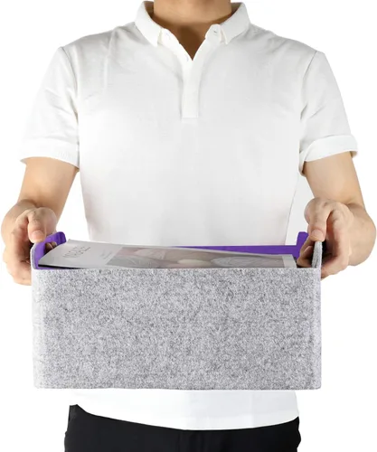 Miniatura 2 de Welaxy Cestas de almacenamiento plegables de fieltro, cubos de almacenamiento para estantes, caja de fieltro para niños, juguetes, revistas, libros