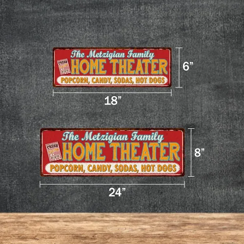 Miniatura 2 de Letrero personalizado de cine en casa para sala de cine, decoración de pared, placa decorativa de 6 x 18 pulgadas, metal de alto brillo 206180100001