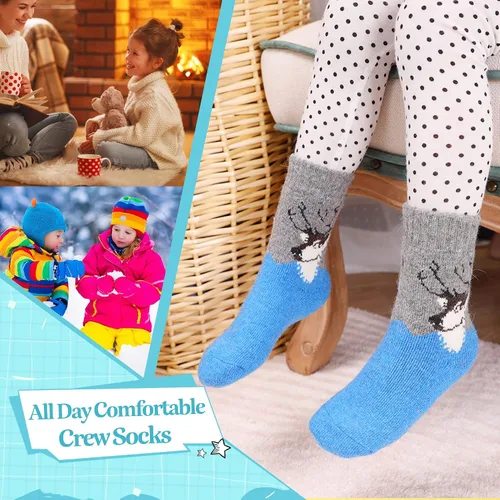 Miniatura 6 de Eocom - Medias de invierno cálidos de lana para niños y niñas, 6 pares