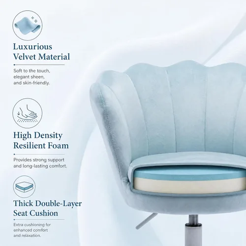 Miniatura 6 de Bonita silla de escritorio para niños, silla de trabajo ajustable de terciopelo para niños, silla giratoria de tocador, silla de computadora