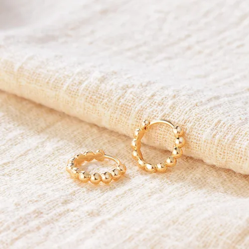Miniatura 4 de VACRONA - Aretes tipo arracada de aro para mujer, chapados en oro de 14 quilates, diseño de Huggie
