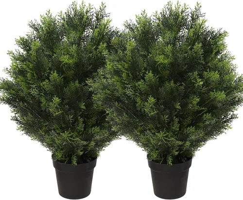 Miniatura 10 de momoplant Topiario de ciprés artificial de 39 pulgadas, árboles de cedro sintético, juego de 2 plantas artificiales para porche, decoración