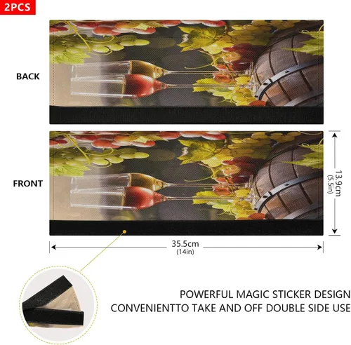 Miniatura 6 de Eionryn Cubiertas para manijas de puerta de refrigerador con barril de copa de vino, viñedo, fruta, cocina, guantes para microondas, lavavajillas