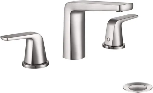 Miniatura 7 de Grifo de baño extendido de 8 pulgadas con 2 manijas, 3 orificios, con ensamblaje de desagüe emergente y líneas de suministro de agua (Negro)