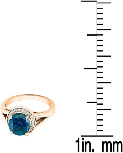 Miniatura 167 de Dazzlingrock Collection Anillo de compromiso redondo de 0.276 in con halo de diamante blanco y vástago dividido para ella en oro macizo de 14
