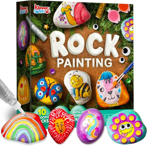 Kit de pintura de roca para niños, artes y manualidades para niñas y niños de 6 a 12 años, suministros de bricolaje para pintar rocas, kits de