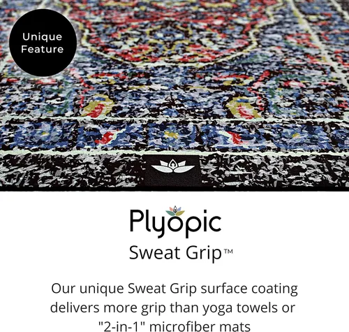 Miniatura 5 de Plyopic. Tapete de yoga todo en uno, combo de tapete de lujo con agarre para el sudor, ideal para yoga, yoga caliente, bikram, pilates, Alfombra