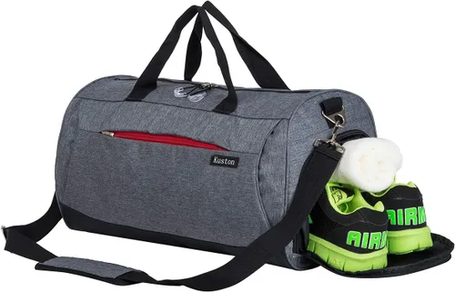 Kuston Sports - Bolsa de deporte pequeña para hombre y mujer, bolsa de viaje con compartimento para zapatos y bolsillo húmedo.