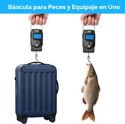 Miniatura 2 de Dr.meter Báscula de Pescado Báscula de Equipaje Equipo de Pesca - 110lb Pantalla LCD Digital Retroiluminada con Cinta Métrica Incorporada - Báscula