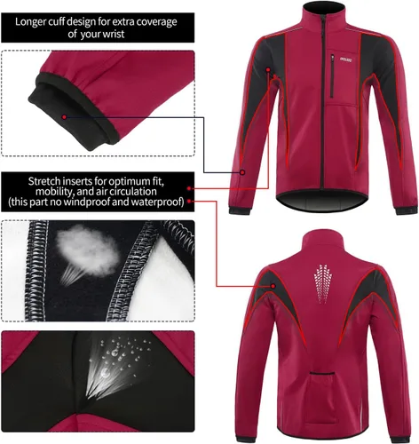 Miniatura 37 de Chaqueta térmica para ciclismo (tejido Softshell, resistente al viento, impermeable, 15K) de ARSUXEO