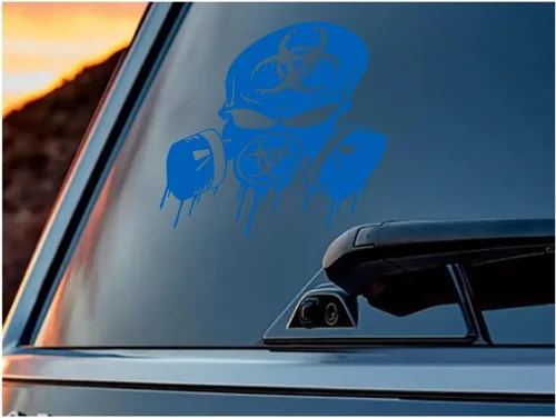 Miniatura 2 de ABlu URI349-AB - Calcomanía de vinilo para respirador de riesgo biológico con diseño de calavera para autos, camiones, SUV, motocicletas, ventanas