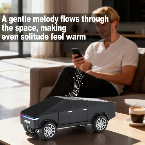 Miniatura 7 de WSTER Altavoz Bluetooth con reproducción de camión de estilo futuro con pantalla LED, TWS estéreo, FM, reproducción USB/TF, faros LED, micrófono