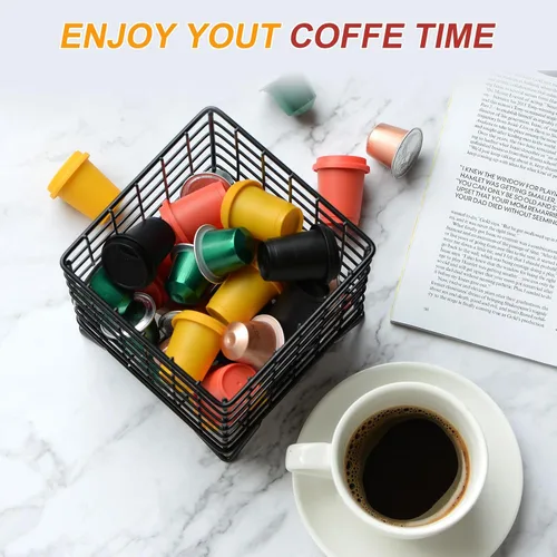 Miniatura 6 de uxcell 2 soportes para cápsulas de café, soporte de metal para tazas K, cesta de almacenamiento de cápsulas de café de gran capacidad para cocina