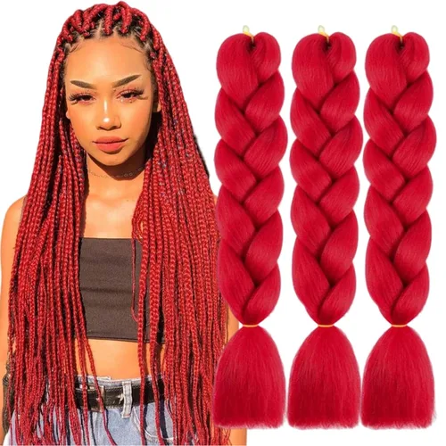 Miniatura 34 de Beige (613) Cabello trenzado 6 paquetes de extensiones de cabello sintético de 24 pulgadas, extensiones de cabello trenzado Jumbo Ombre trenzado