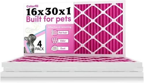 Miniatura 7 de Colorfil - Filtro de aire de 18 x 18 x 1 pulgadas, filtros que cambian de color para olores de gatos y perros, filtro de aire acondicionado MERV 8