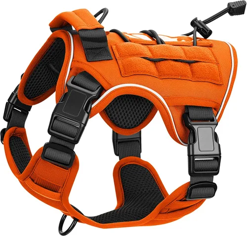 Miniatura 70 de Arnés táctico para perros grandes, chaleco reflectante ajustable sin tirones con sistema Molle, control de grado militar K9 para entrenamiento