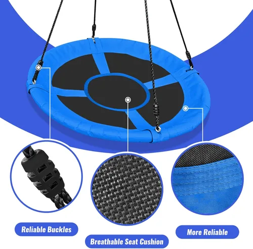 Miniatura 4 de Columpio de platillo para niños, columpio de árbol al aire libre de 40 pulgadas con capacidad de peso de 660 libras, tela impermeable Oxford 900D