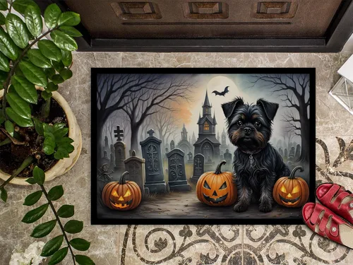 Miniatura 3 de Caroline's Treasures DAC2001MAT Affenpinscher - Tapete espeluznante de Halloween de 18 x 27 pulgadas, tapete para puerta delantera