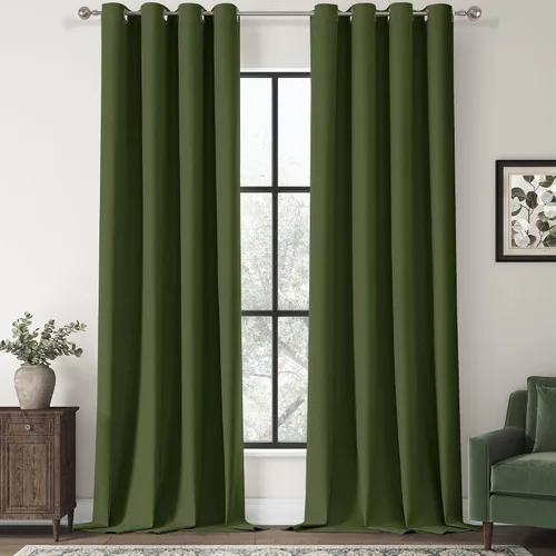 Miniatura 48 de ChrisDowa Cortinas 100% Opacas de Abedul Sólido de 45 Pulgadas de Largo, 2 Paneles para Dormitorio y Sala de Estar, Estilo Granja Oscurecedoras