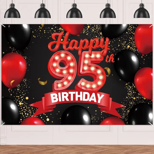 Miniatura 97 de Cartel de feliz cumpleaños 15 color rojo y negro, decoración temática de globos para niñas y mujeres, princesas de 15 años, fiesta de cumpleaños