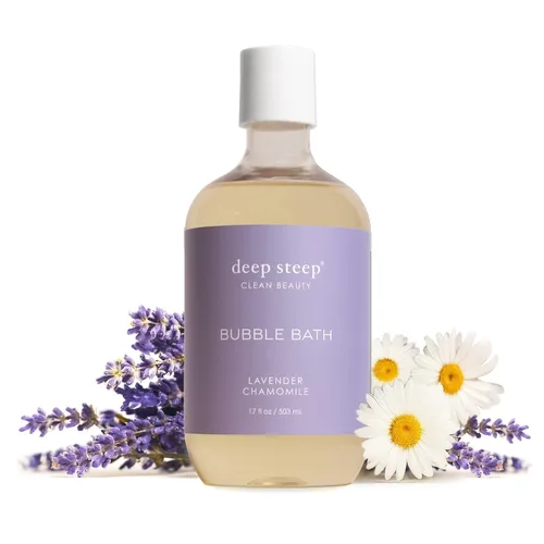Deep Steep baño de burbujas, lavanda y manzanilla 17 oz – Reducción de alergias clínicamente probada, baño relajante con manteca de karité y aceite