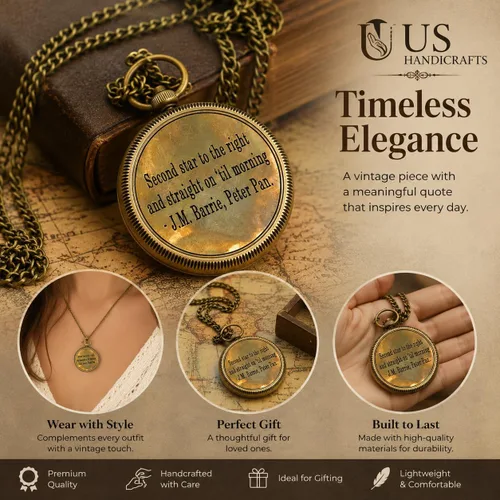 Miniatura 2 de Second Star to the Right and Straight on Till Morning- Brass Engraved Compass with Wooden Case – Inspirational Birthday, Confirmation, and Baptism