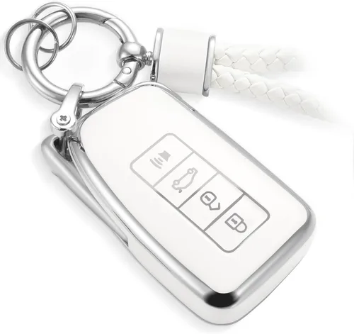 Miniatura 50 de Funda para llavero Nissan con llavero de cuerda trenzada de metal de lujo, funda suave mejorada para llave Nissan (solo 3 botones)