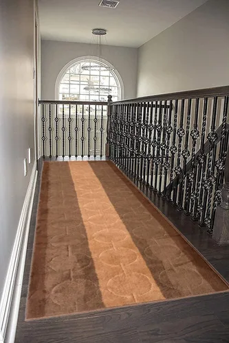Miniatura 6 de Alfombra lavable de tamaño personalizado, diseño abstracto, extralarga, para pasillos, 30 pulgadas de ancho x elige tu tamaño por pies, parte marrón