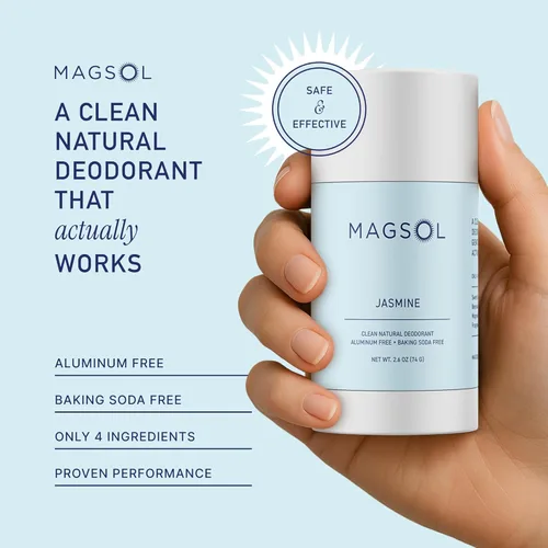Miniatura 2 de MAGSOL - Desodorante de magnesio para mujeres, sin aluminio, sin bicarbonato de sodio, desodorante natural para pieles sensibles, protección contra