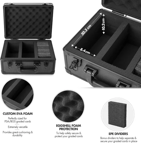 Miniatura 3 de FunGuys Caja de Almacenamiento de Tarjetas Deportivas Clasificadas, Caja de Almacenamiento de Tarjetas Coleccionables, Estuche de Tarjetas Negro